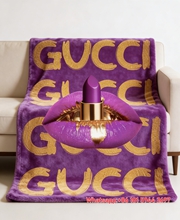 Gucci Purple Lips Throw Blankets GGJY (30)